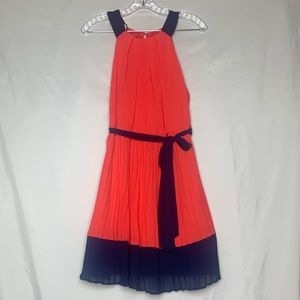 BCX Pink and Blue pleated sleeveless dress